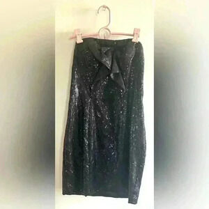 ABS allen schwartz dress Sequin Black Mini Short Cocktail Dress Size 6 Strapless